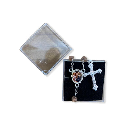 TERÇO CRISTAL MARROM SÃO JOSÉ 06MM  (1 UNIDADE)