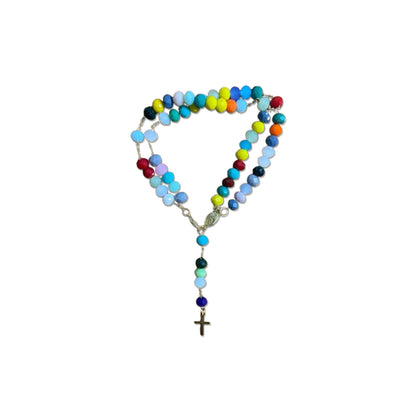 TERÇO PULSEIRA CRISTAL COLORIDA  (3 UNIDADES)