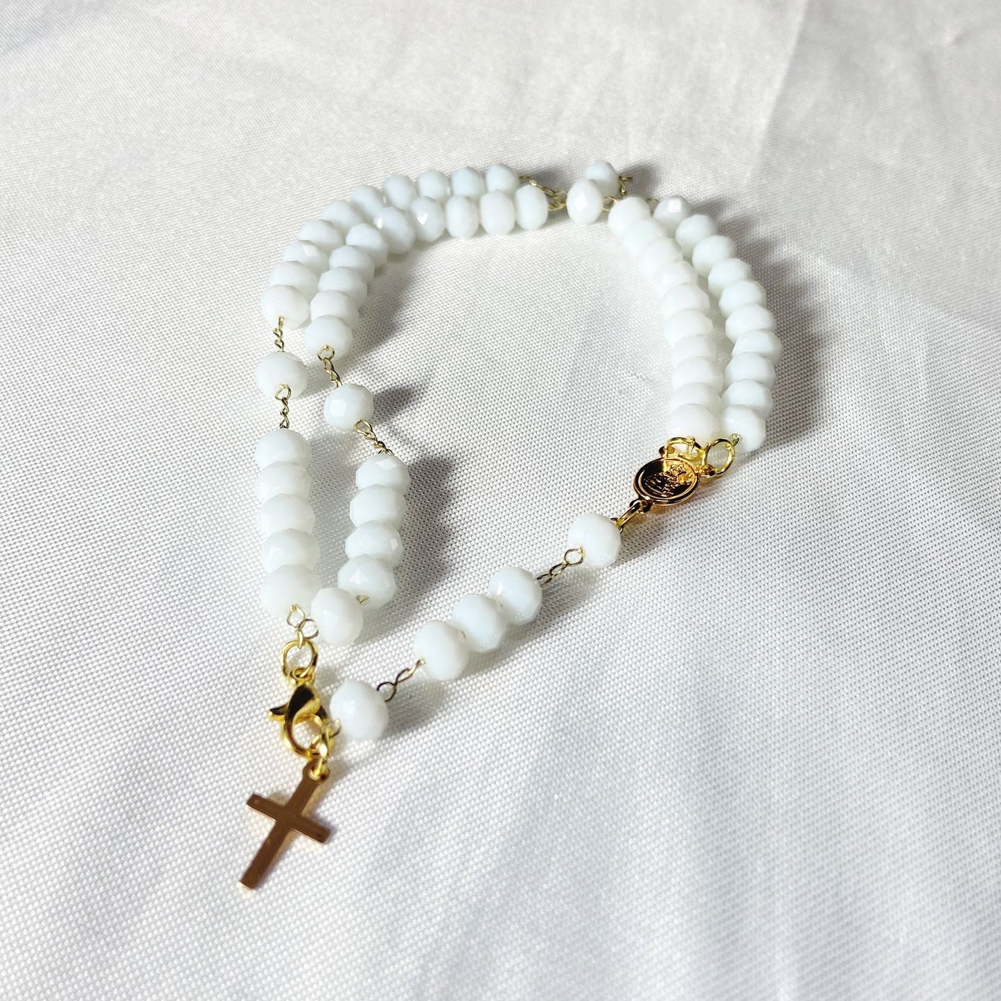 TERÇO PULSEIRA CRISTAL BRANCO (3 UNIDADES)