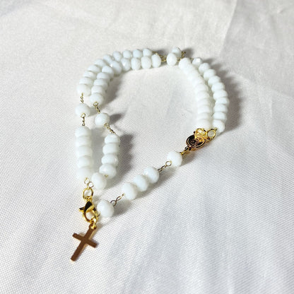 TERÇO PULSEIRA CRISTAL BRANCO (3 UNIDADES)