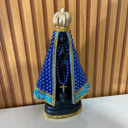 IMAGEM DE GESSO NOSSA SENHORA APARECIDA PÉROLA AZUL 22CM (1 UNIDADE)