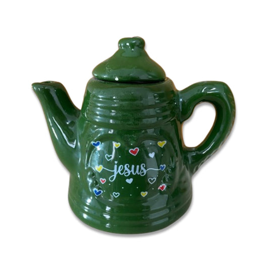 BULE DE PORCELANA VERDE JESUS 600ML (1 UNIDADE)