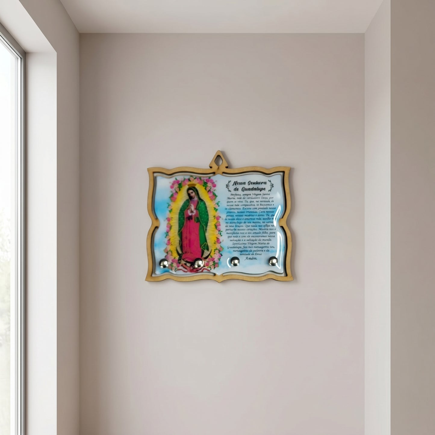 PORTA CHAVE RESINADO NOSSA SENHORA DE GUADALUPE 14CM (1 UNIDADE)