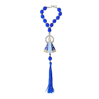DEZENA PARA CARRO RAIADO NOSSA SENHORA APARECIDA AMORA AZUL 12MM (3 UNIDADES)