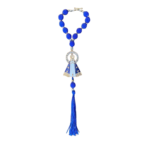 DEZENA PARA CARRO RAIADO NOSSA SENHORA APARECIDA AMORA AZUL 12MM (3 UNIDADES)