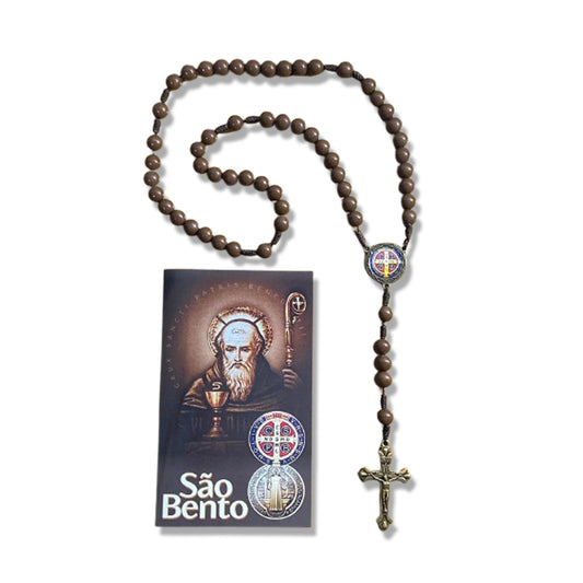 TERÇO PÉROLA MARROM CAMPISTA MEDALHA SÃO BENTO 10MM (1 UNIDADE)