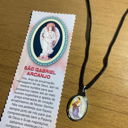 CORDÃO COM MEDALHA RESINADA SÃO GABRIEL ARCANJO (1 UNIDADES)