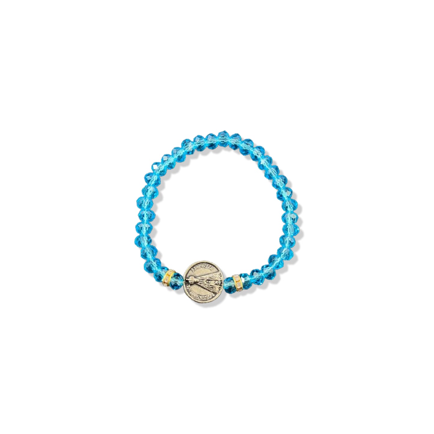 PULSEIRA CRISTAL NOSSA SENHORA APARECIDA AZUL CLARO MOD2 (6 UNIDADES)