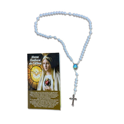 TERÇO PÉROLA BRANCA NOSSA SENHORA DE FÁTIMA 8MM (1 UNIDADE)