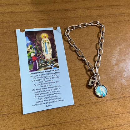 PULSEIRA CADEADO NOSSA SENHORA DE LOURDES NA CARTELA (3 UNIDADES)