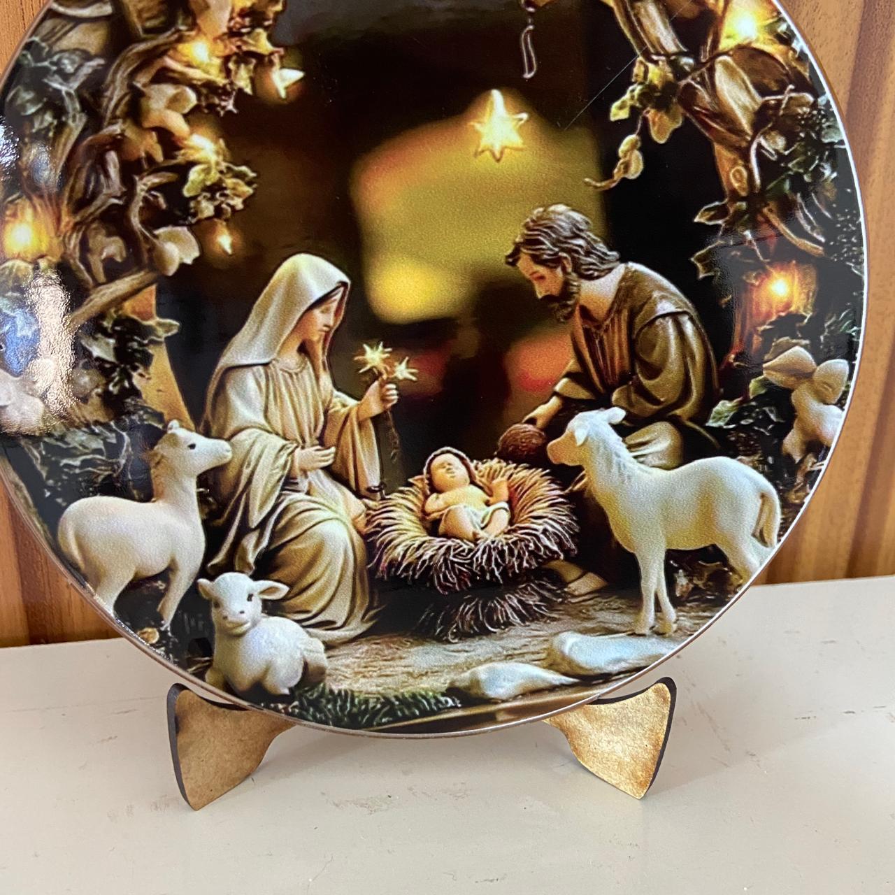 ADORNO DE MESA ACRÍLICO RESINADO PRESÉPIO MOD4 15CM (1 UNIDADE)