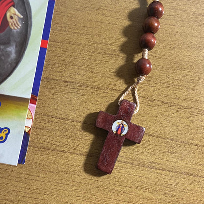 TERÇO DE MADEIRA SANTAS CHAGAS 8MM (3 UNIDADES)