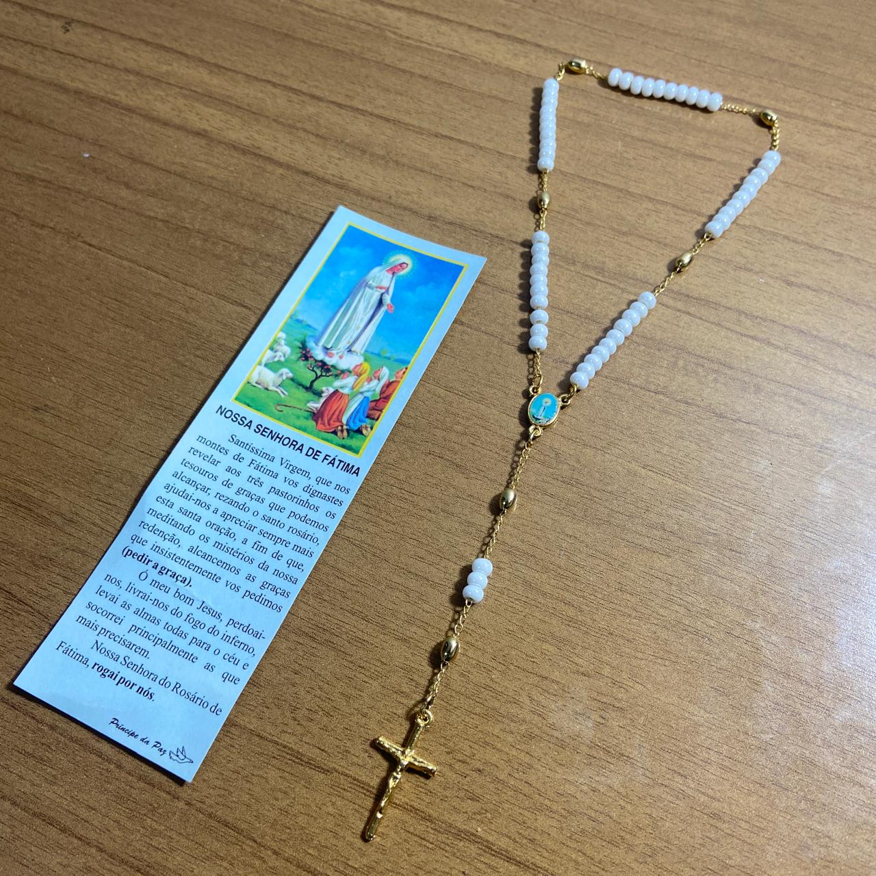 TERÇO PÉROLA NOSSA SENHORA DE FÁTIMA 4MM (1 UNIDADE)