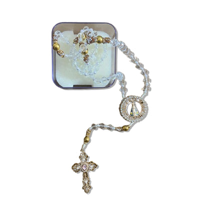 TERÇO DE NOIVA CRISTAL NOSSA SENHORA APARECIDA MOD6 10MM (1 UNIDADE)