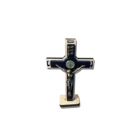 CRUCIFIXO MDF DE MESA MEDALHA SÃO BENTO 11CM (1 UNIDADE)