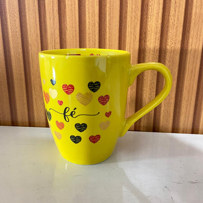 CANECA AMARELA DE PORCELANA FÉ (1 UNIDADE)