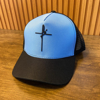 BONÉ FÉ AZUL CLARO E PRETO  (1 UNIDADES)