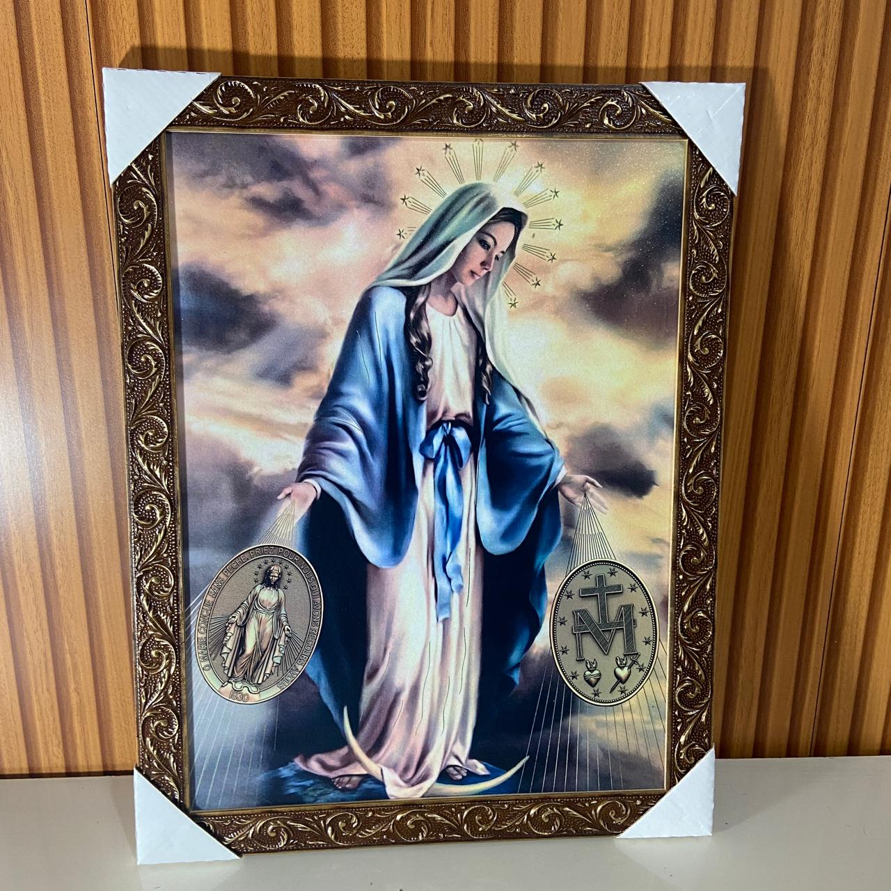 QUADRO COM MOLDURA RESINADO NOSSA SENHORA DAS GRAÇAS 44CMX34CM (1 UNIDADE)