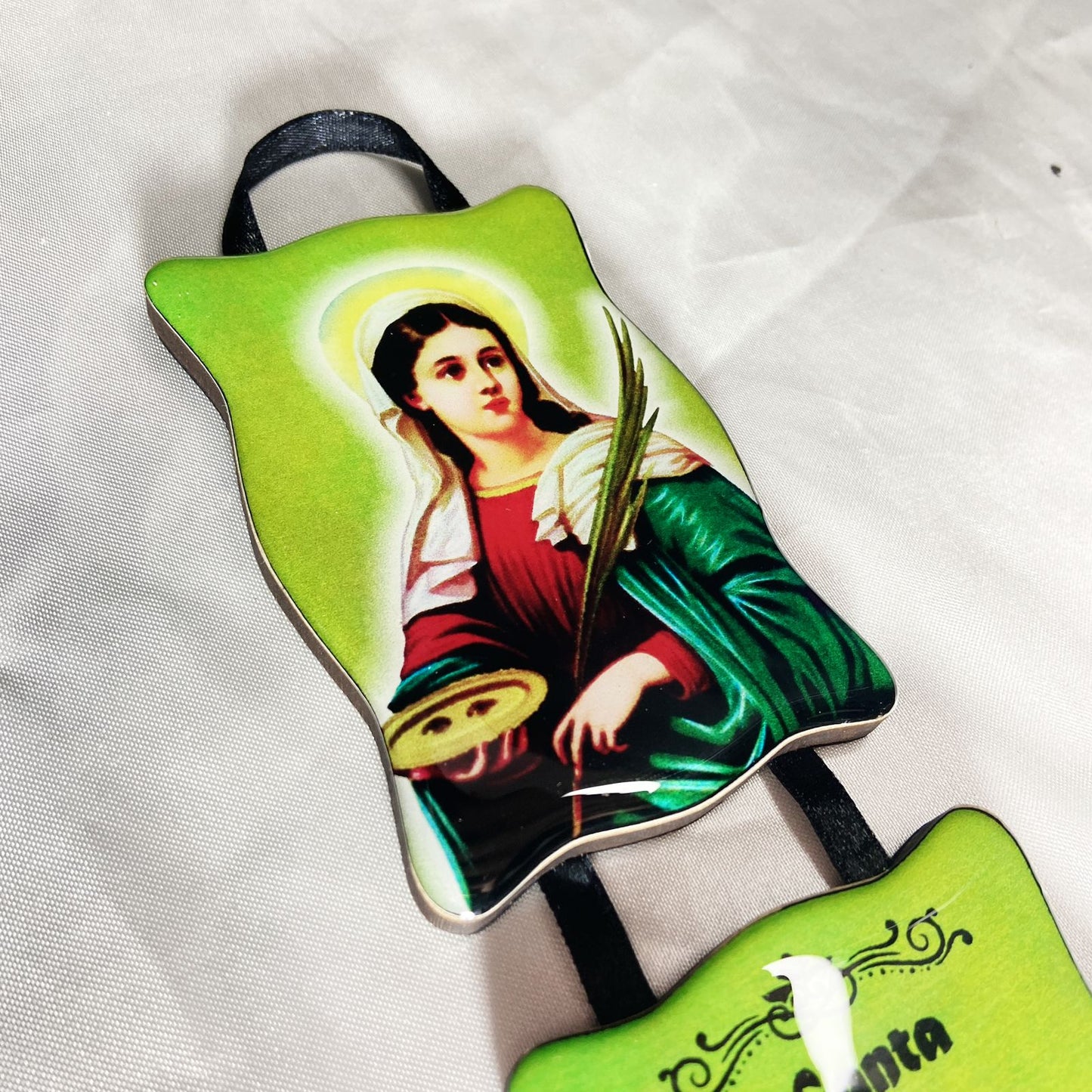 ADORNO DUPLO QUADRADO FITA SANTA LUZIA (1 UNIDADE)