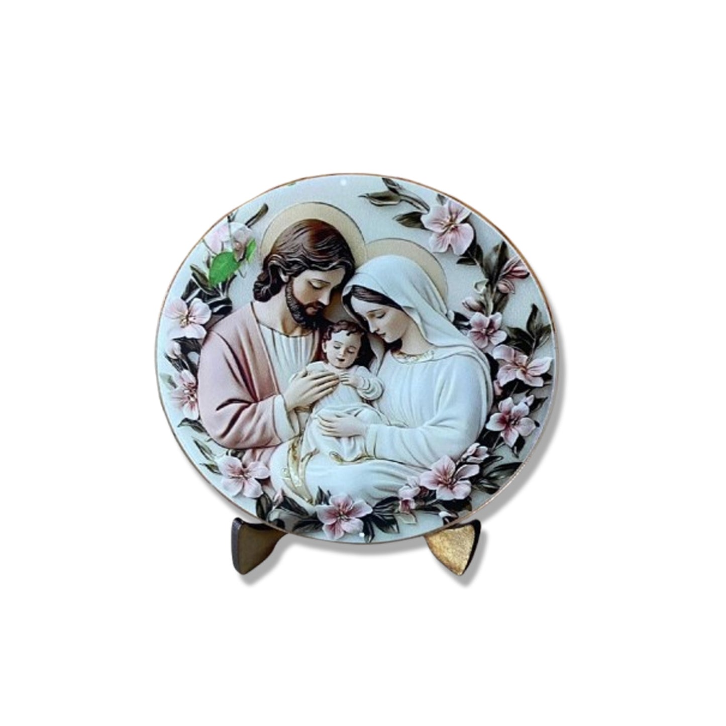 ADORNO DE MESA ACRÍLICO RESINADO SAGRADA FAMÍLIA MOD3 9,5CM (1 UNIDADE)