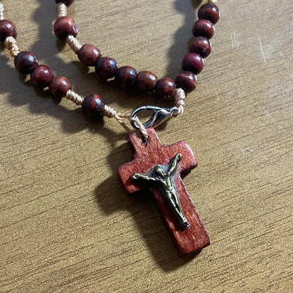 TERÇO PULSEIRA MADEIRA NOSSA SENHORA DE FÁTIMA (12 UNIDADES)