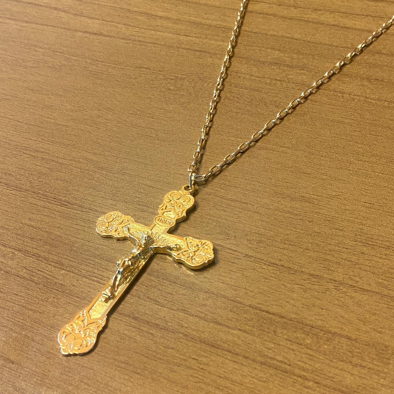 CORRENTE DOURADA COM CRUCIFIXO MOD2 ( 1 UNIDADE)