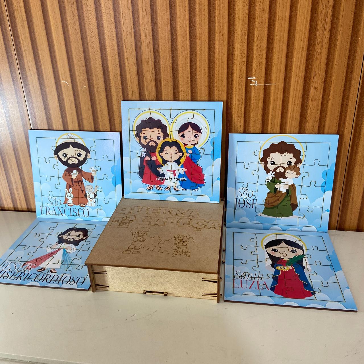 KIT QUEBRA CABEÇA INFANTIL MDF SANTOS SORTIDOS MOD3 (5 UNIDADE)