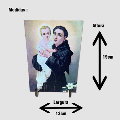 PLAQUINHA DE MESA MDF RESINADO SANTO ANTÔNIO  19CM x 13CM  (1 UNIDADE)