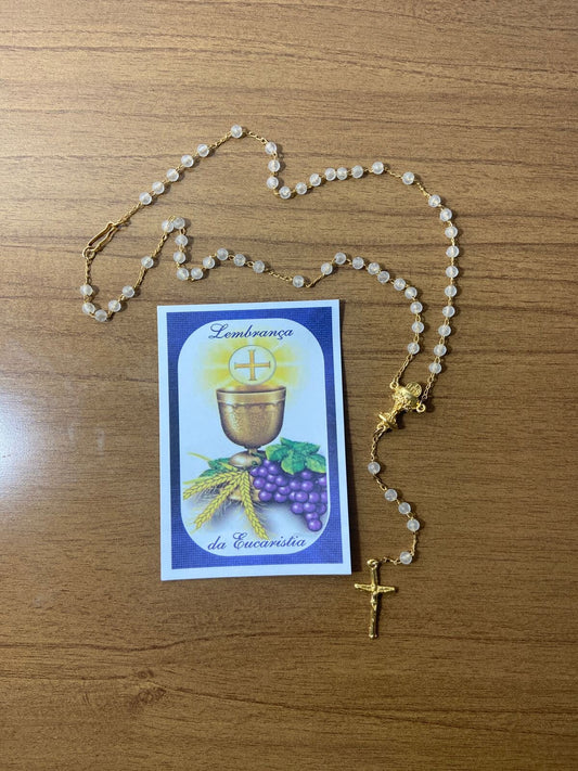 TERÇO CRISTAL COM CÁLICE DOURADO 4MM (1 UNIDADE)