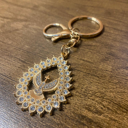 CHAVEIRO LUXO DIVINO ESPÍRITO SANTO GOTA COM STRASS  (6 UNIDADES)