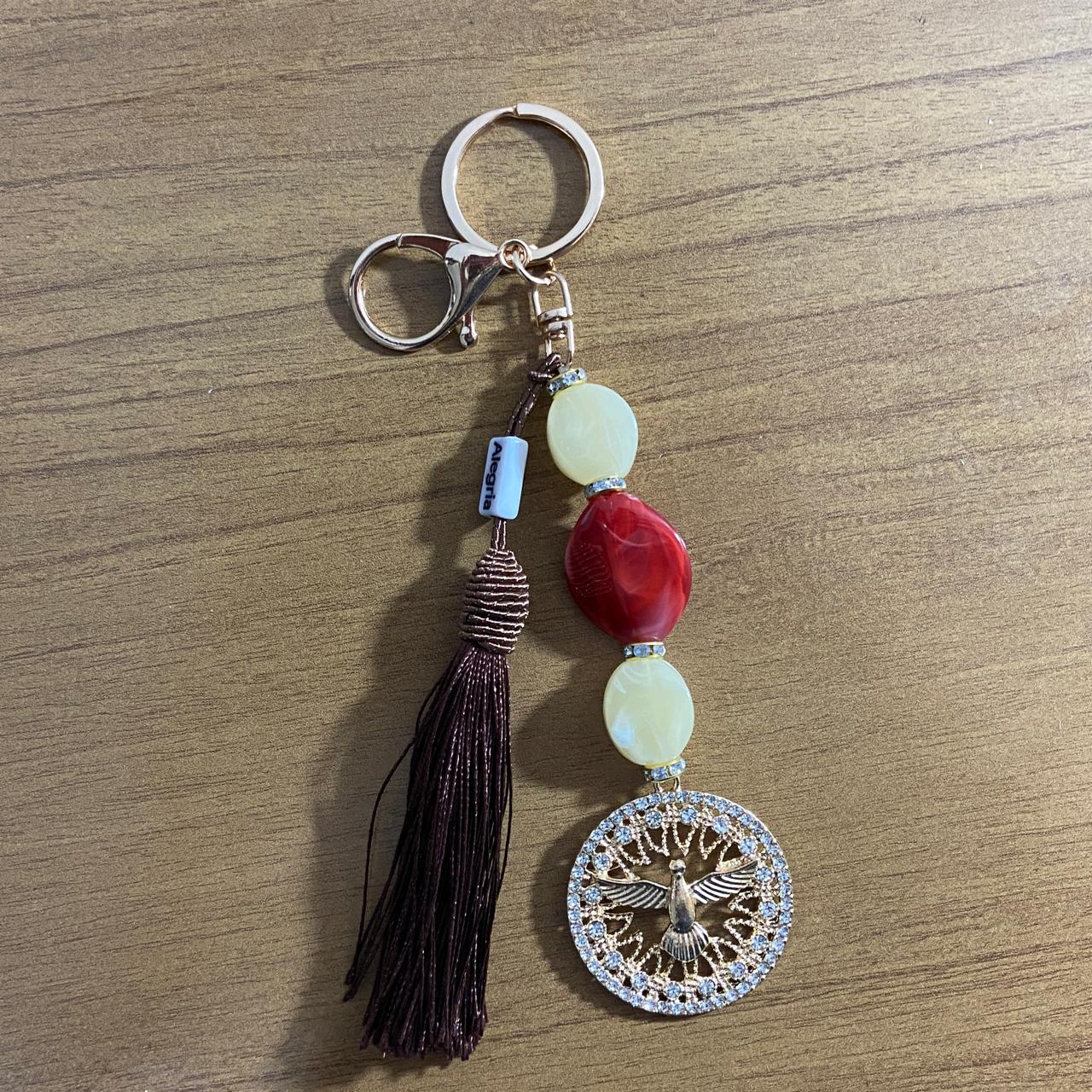 CHAVEIRO DE PEDRARIAS DIVINO ESPÍRITO SANTO COM STRASS MOD2 (1 UNIDADE)