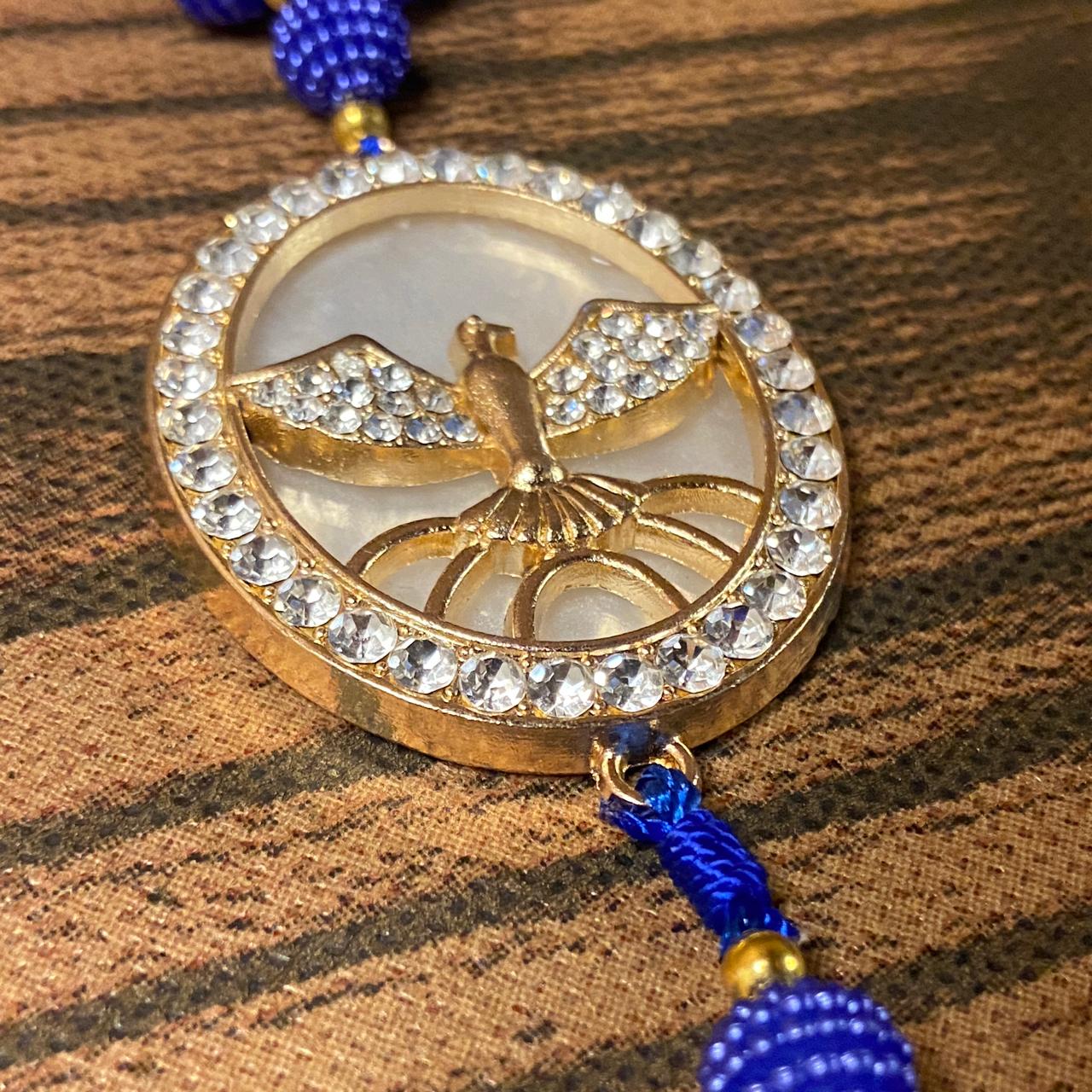 DEZENA PARA CARRO DIVINO ESPÍRITO SANTO AMORA AZUL MOD2 10MM (3 UNIDADES)