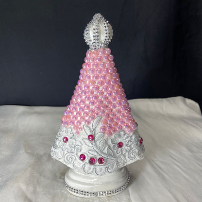 IMAGEM DE GESSO NOSSA SENHORA APARECIDA PÉROLA COM STRASS MOD14 23CM (1 UNIDADE)