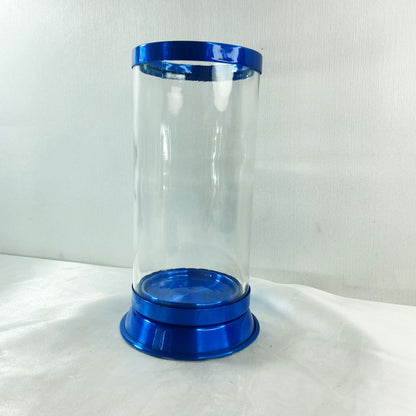 PORTA VELA DE VIDRO G AZUL 18CM (1 UNIDADE)
