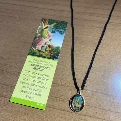 CORDÃO COM MEDALHA RESINADA ANJO DA GUARDA (1 UNIDADES)