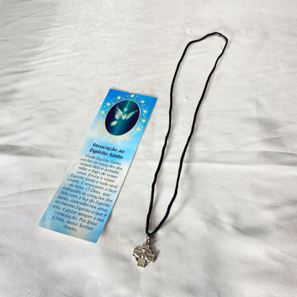 CORDÃO COM MEDALHA PRATA VELHA DIVINO ESPÍRITO SANTO (1 UNIDADES)
