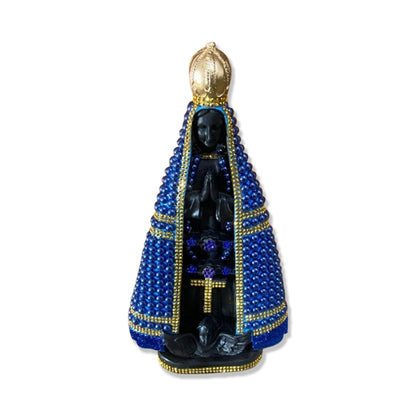 IMAGEM DE GESSO NOSSA SENHORA APARECIDA PÉROLA AZUL 30CM (1 UNIDADE)