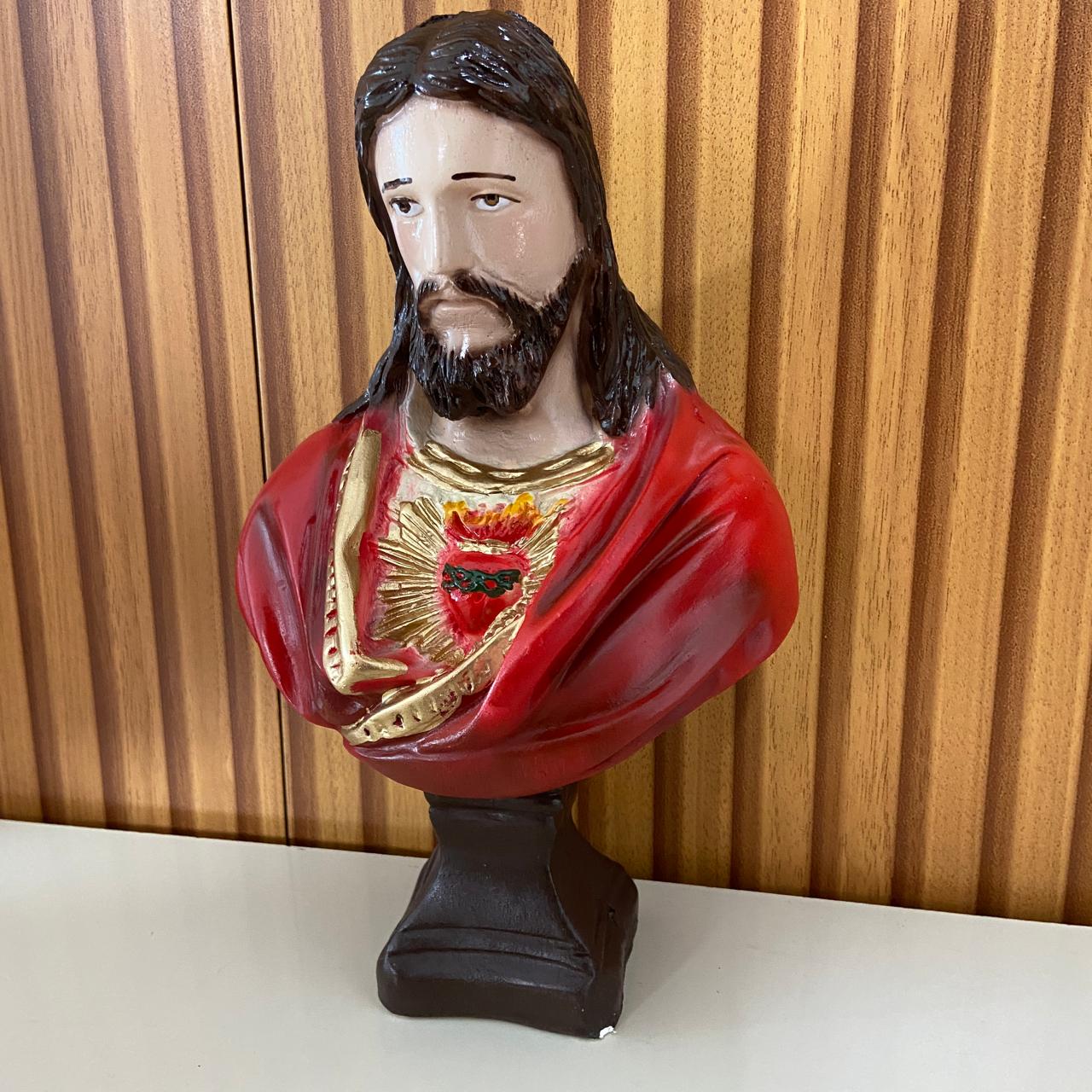 BUSTO DE GESSO SAGRADO CORAÇÃO DE JESUS 24CM (1 UNIDADE)