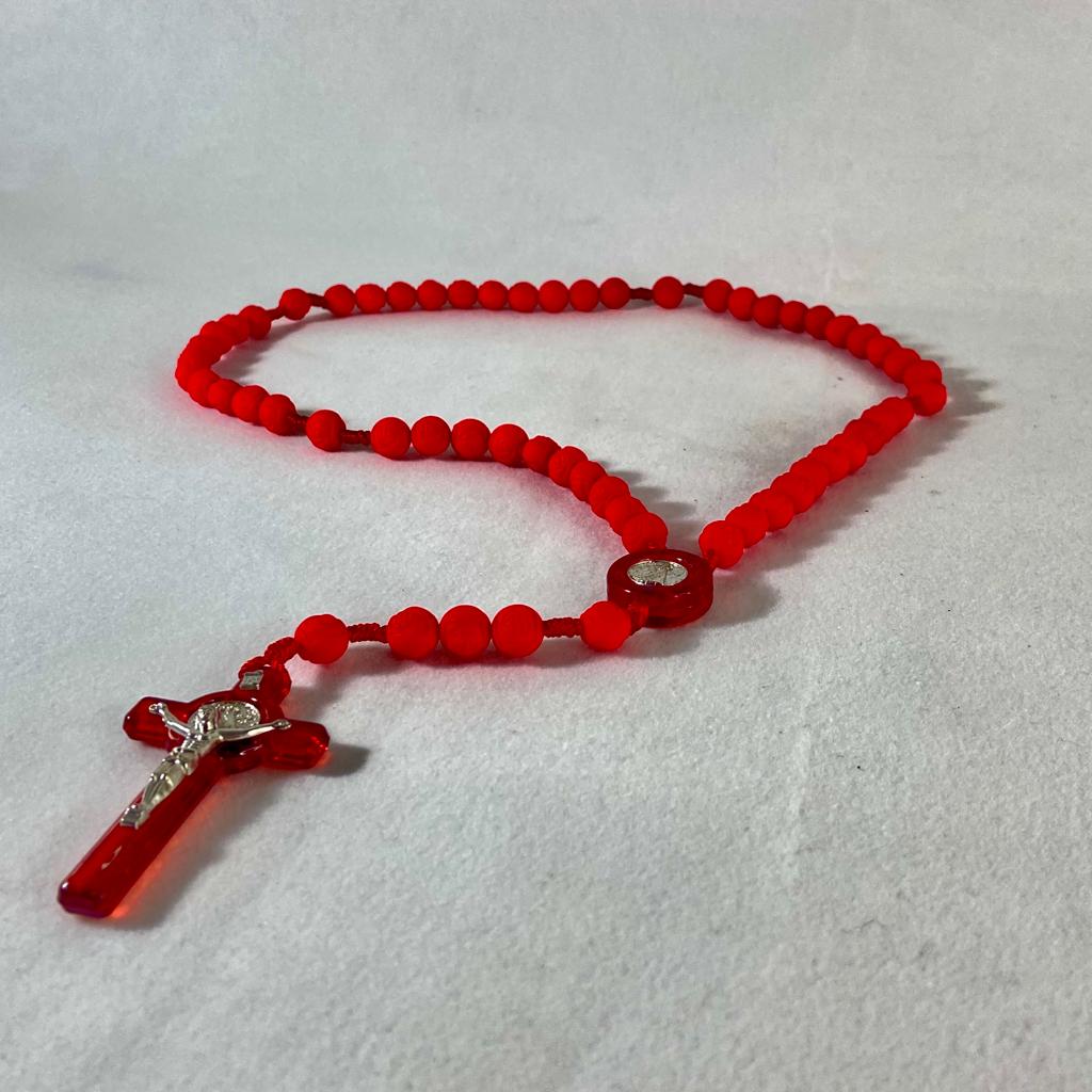 TERÇO CONTA DE ROSAS VERMELHO 8MM(6 UNIDADES)