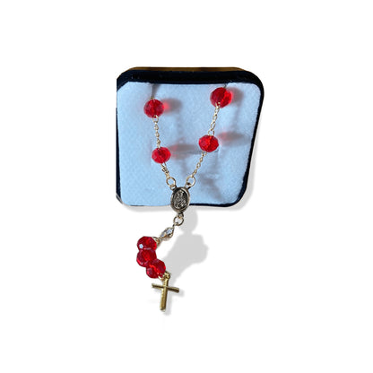 TERÇO GARGANTILHA CRISTAL VERMELHO 06MM  (3 UNIDADES)