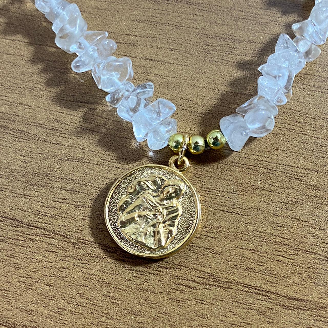 PULSEIRA CRISTAL NOSSA SENHORA  DESATADORA DOS NÓS E DIVINO ESPÍRITO SANTO  ( 1 UNIDADE)