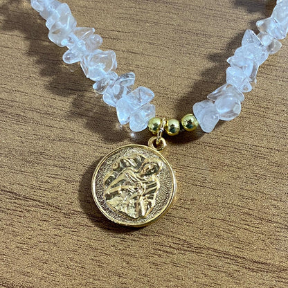 PULSEIRA CRISTAL NOSSA SENHORA  DESATADORA DOS NÓS E DIVINO ESPÍRITO SANTO  ( 1 UNIDADE)