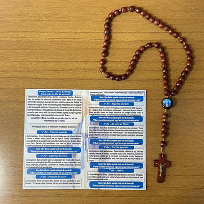 TERÇO DE MADEIRA NOSSA SENHORA DAS GRAÇAS MOD2 08MM (3 UNIDADES)