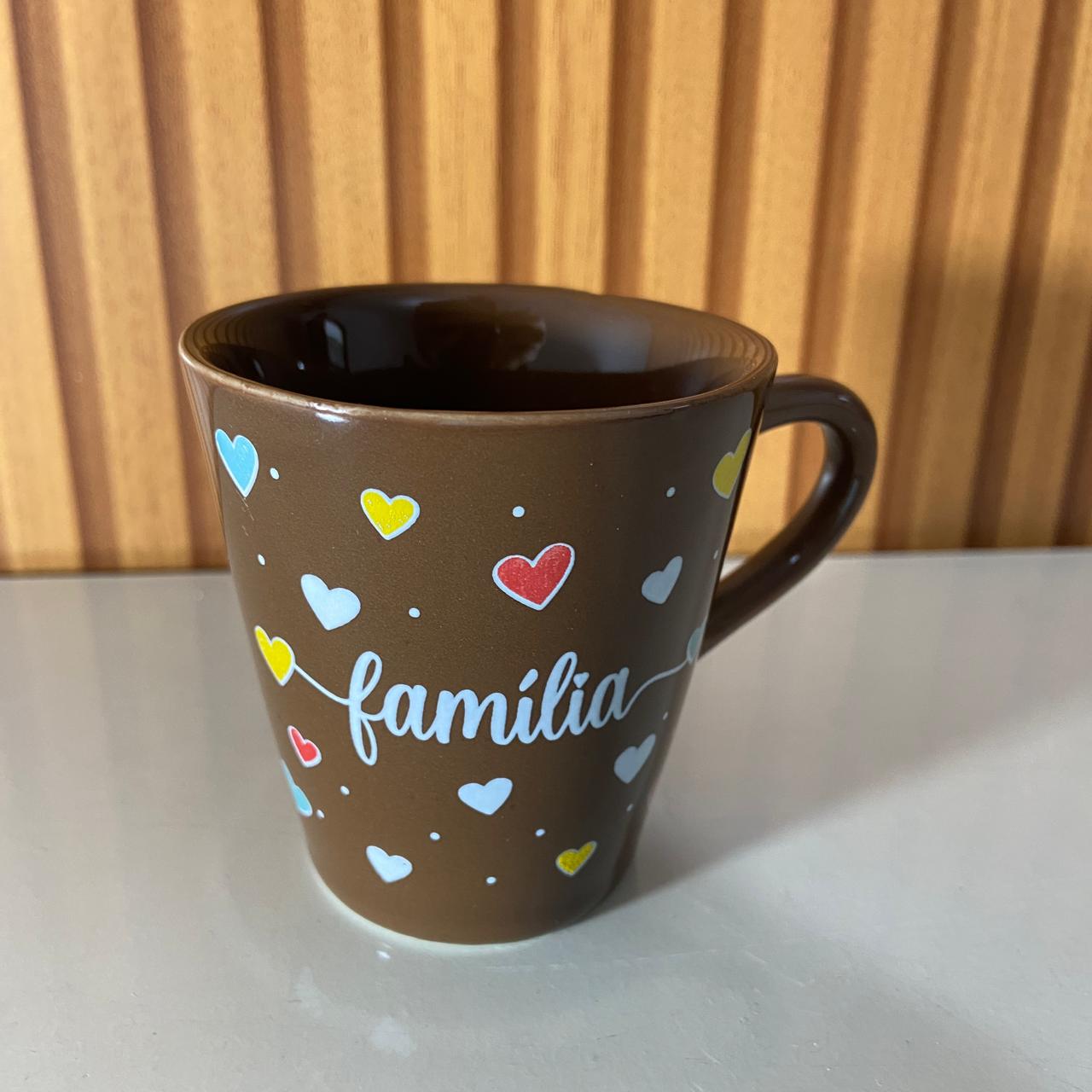 XÍCARA MARROM FAMÍLIA 120ML (1 UNIDADE)