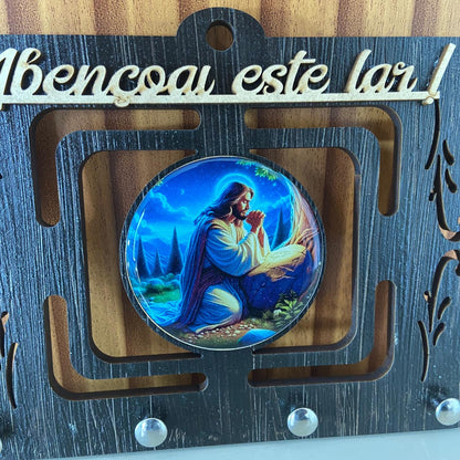 PORTA CHAVE VAZADO RESINADO JESUS NO HORTO DAS OLIVEIRAS 14CM (1 UNIDADE)