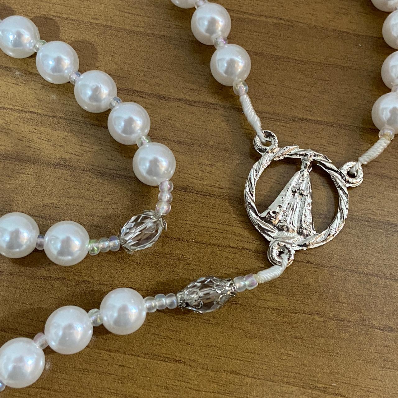 TERÇO DE NOIVA PÉROLA NOSSA SENHORA APARECIDA MOD1 12MM (1 UNIDADE)