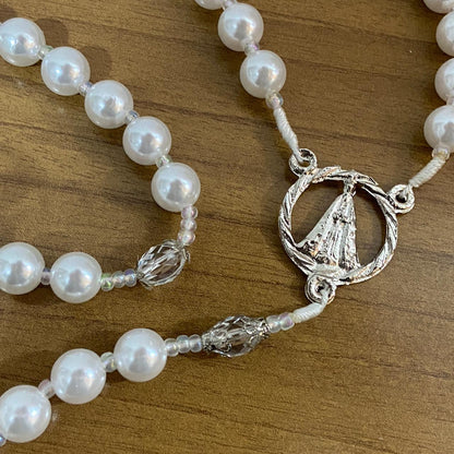 TERÇO DE NOIVA PÉROLA NOSSA SENHORA APARECIDA MOD1 12MM (1 UNIDADE)