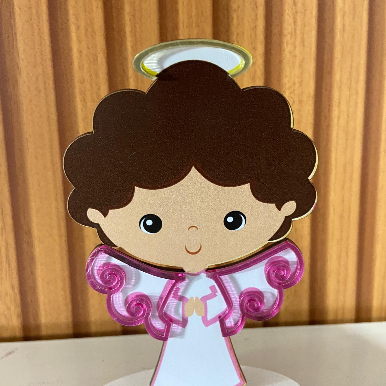 IMAGEM MDF INFANTIL COM ACRÍLICO ANJINHO DA GUARDA ROSA 12,5CM (1 UNIDADE)