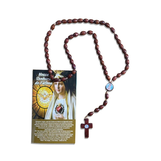 TERÇO DE MADEIRA NOSSA SENHORA DE FÁTIMA 8MM (3 UNIDADES)