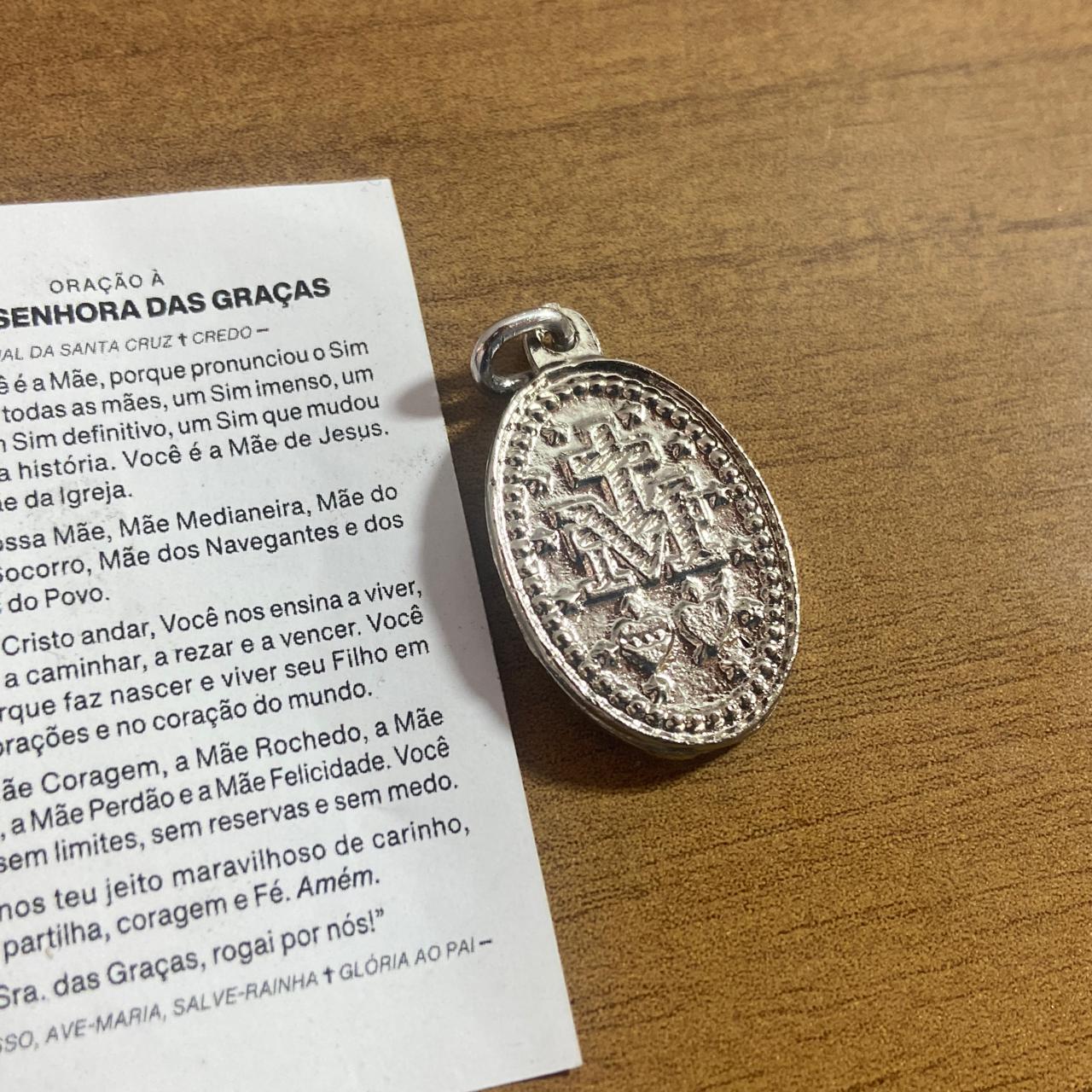 MEDALHA MILAGROSA PRATEADA NOSSA SENHORA DAS GRAÇAS  (1 UNIDADE)
